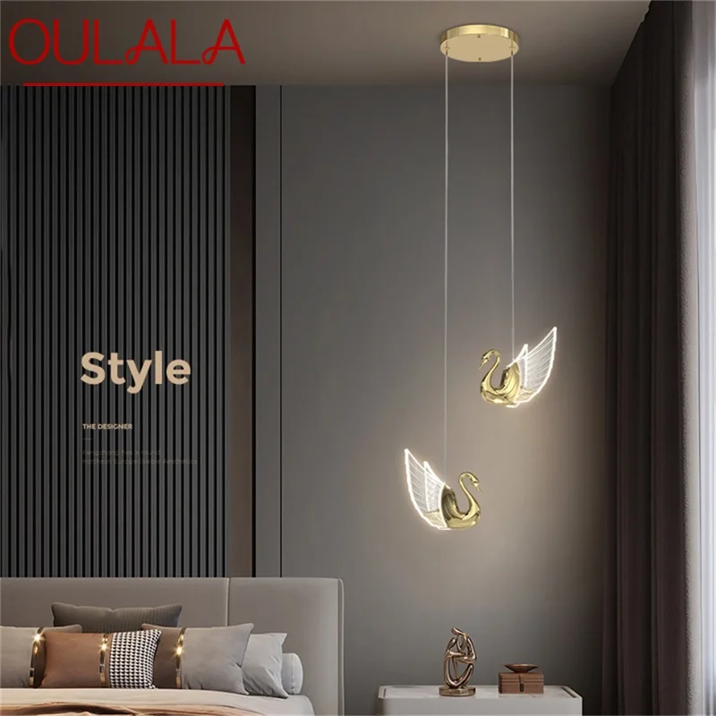

OULALA Nordic Creative Swan Pendant Light Chandelier Hanging Lamp Modern Fixture for Living Room Dining Room