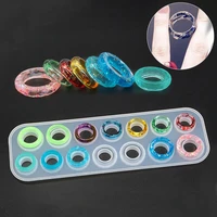 hot 14 holes diy rings mold collection handmade making ring jewelry silicone crystal epoxy mould epoxy resin for jewelry making