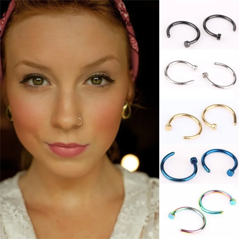 

1pcs Fake Nose Ring Hoop Septum Rings Stainless Steel Nose Piercing U Shaped Fake Piercing Pircing Jewelry
