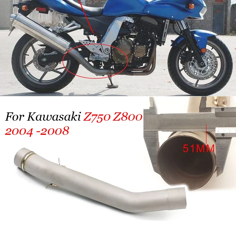 Tubo de conexión medio de Escape para motocicleta, silenciador modificado para Moto Kawasaki Z750, Z800, 2004, 2008