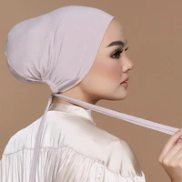 premium jersey hijab bonnet with elastic tie up hijab inner cap with rope adjustable islamic headwear beanie wrap free size