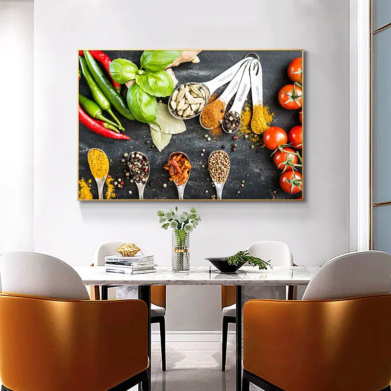 Кухонная Картина на холсте различные специи Куадрос скандинавские постеры и