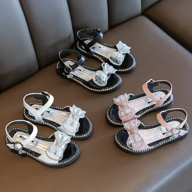 Сандалии для девочек со стразами новинка 2020 корейские летние детские пляжные
