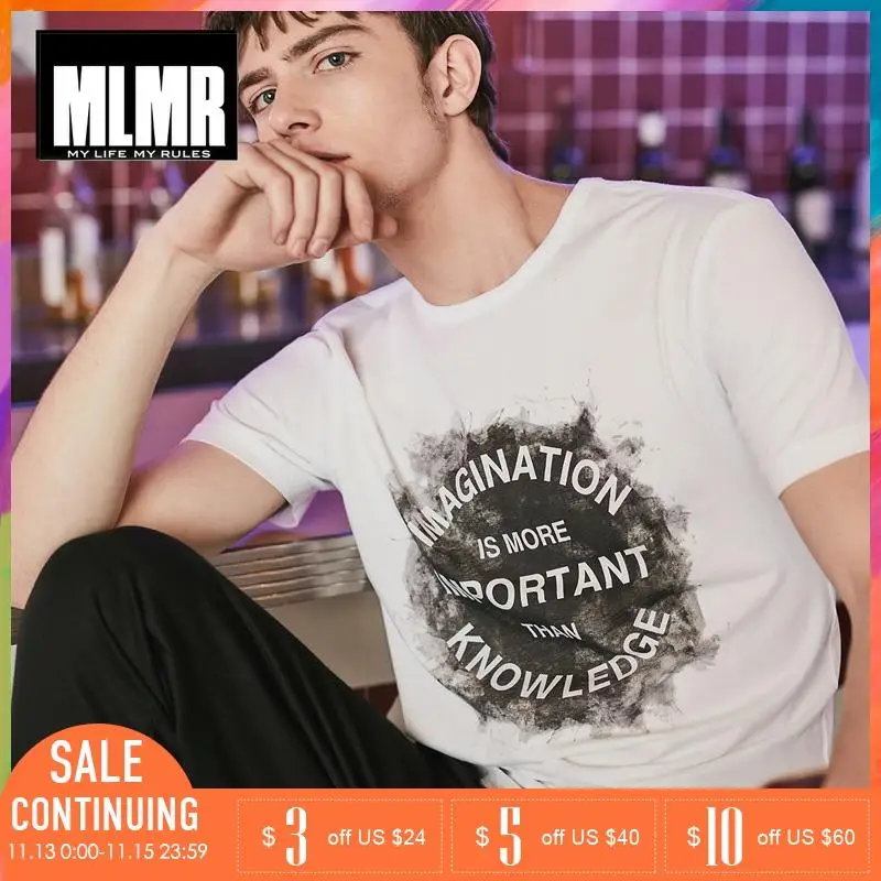 MLMR Весна Лето Новая мужская облегающая футболка с короткими рукавами из 100%