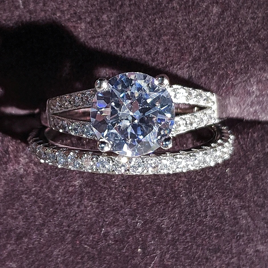 Твердые 925 серебро обручальное кольцо комплект ювелирных изделий для женщин