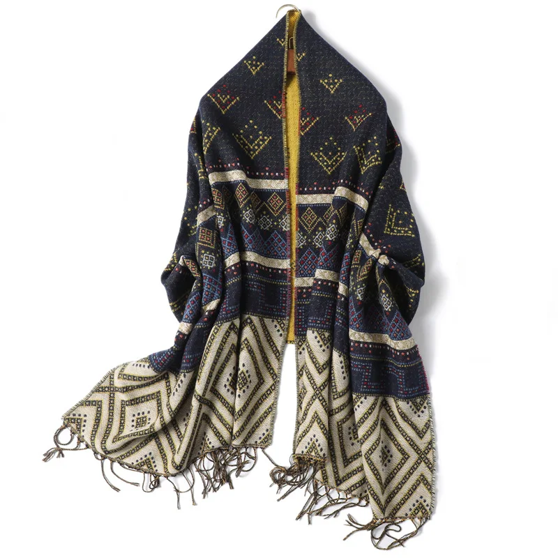 2020 винтажный зимний кашемировый шарф женские толстые теплые шали Женские