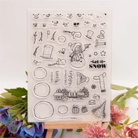 2021 clear stamp of christmas snowman house envelope scrapbook paper diy card painting ink cling soft seal transparent stencil