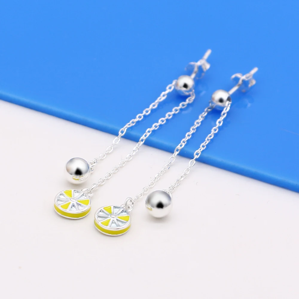 Серьги женские из серебра 925 пробы с подвеской в виде лимонного колокольчика |