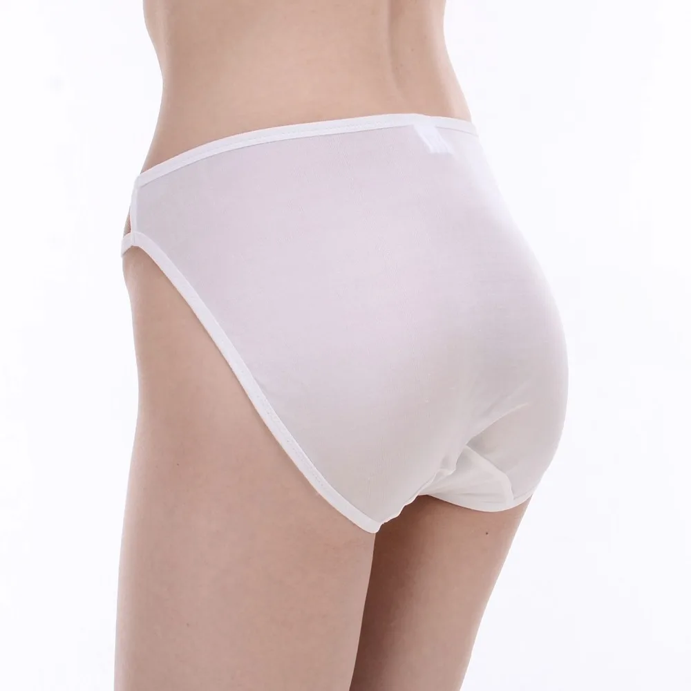 Underwear Women 4 Pair 100% Silk Knit Women's String Bikini Panties Two Line Elastic Solid Tanga US S M L XL XXL