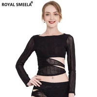 woman hollow belly dance top belly dance practice clothes sexy long sleeve belly dance costume dance lesson short tops one piece