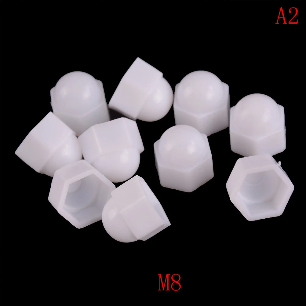 

10pcs/set M6 M8 M10 M12 White Dome Bolt Nut Protection Caps Cover Hex Hexagon Nuts Cap Nuts Protection Cover Nuts