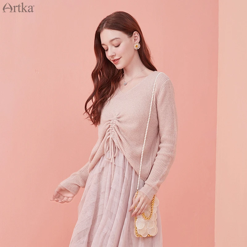 ARTKA 2020 осенний Новый женский свитер 6 цветов Элегантный шерстяной трикотаж с