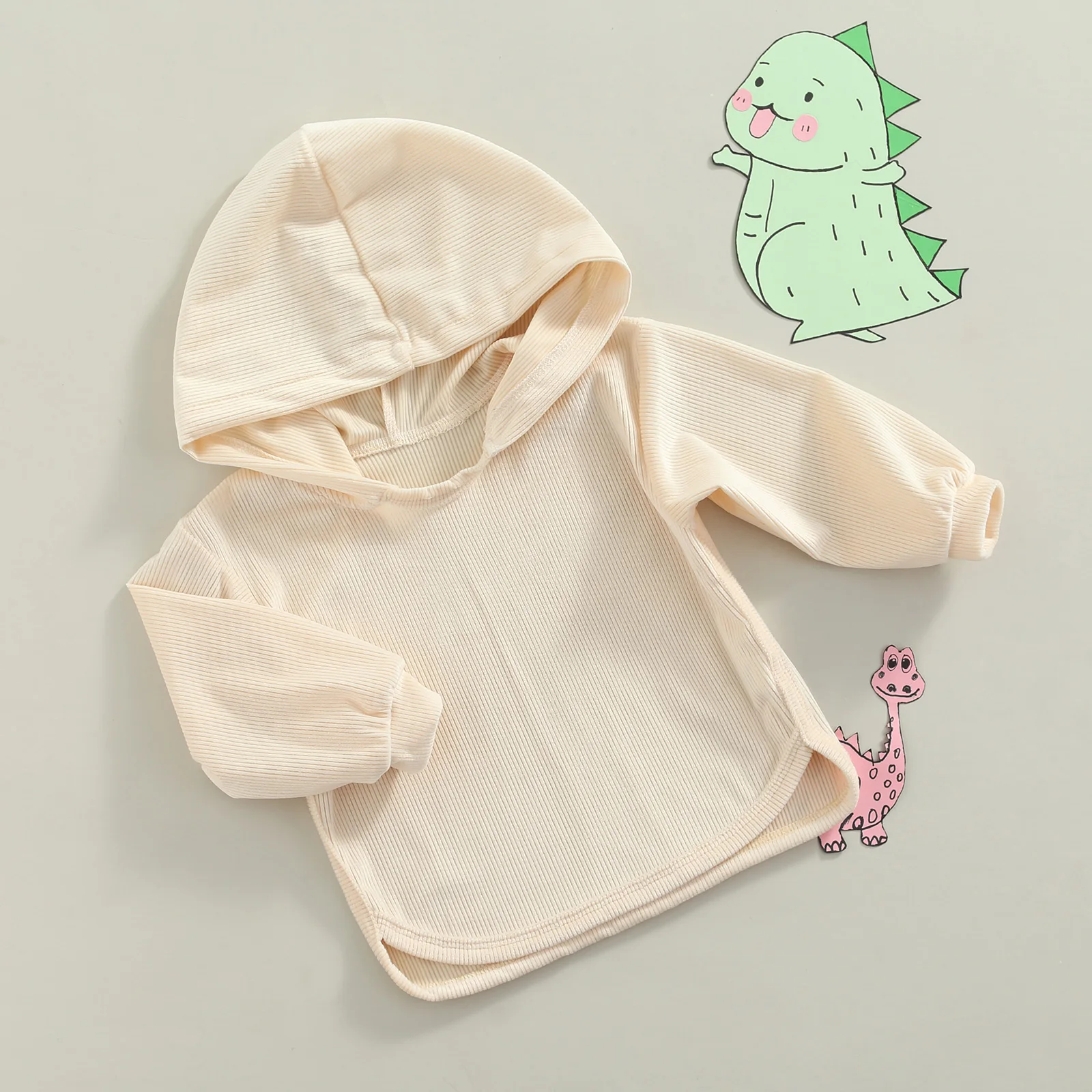 Модные однотонные трикотажные толстовки в рубчик для маленьких девочек и