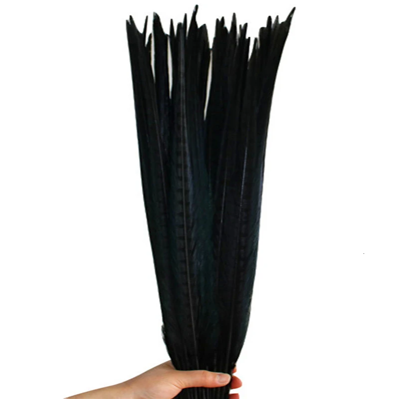 Black 100 шт/партия натуральные перья фазана для рукоделия 40-45 см 16-18 дюймов Свадебные Украшения Алмазный фазан перо из хвоста фазана - Цвет: Black