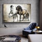 Настенная картина с абстрактным изображением животных в стиле ретро, лошади, зёздочки с рисунком для гостиной, домашний декор (без рамки)