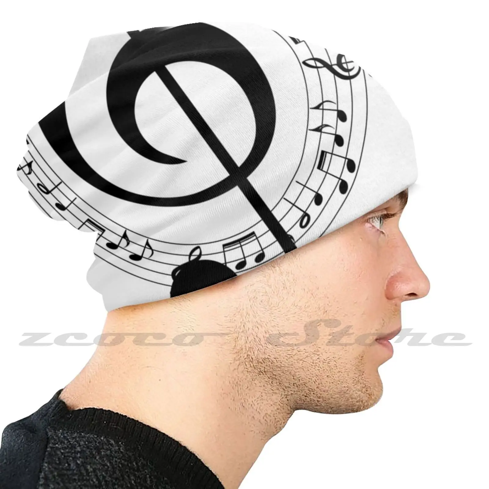 Музыкальная заметка с персонализированным рисунком вязаные головные уборы