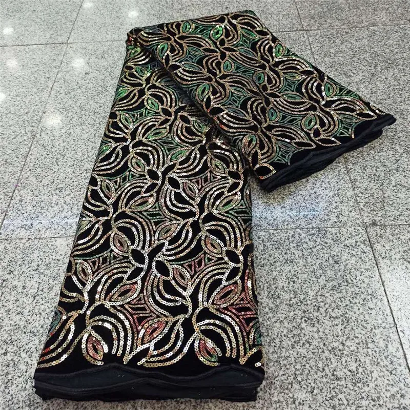 

Высококачественная африканская кружевная ткань золотистая/черная французская кружевная ткань бархатные блестки нигерийская кружевная тк...