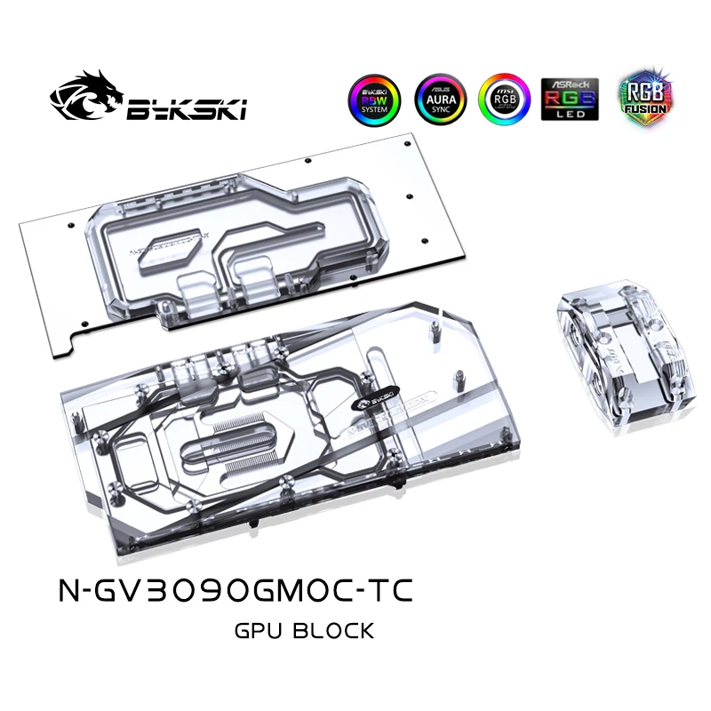 bykski gpu block with active waterway backplane cooler for gigabyte rtx 3090 3080 gamingeagleturbovision n gv3090gmoc tc free global shipping