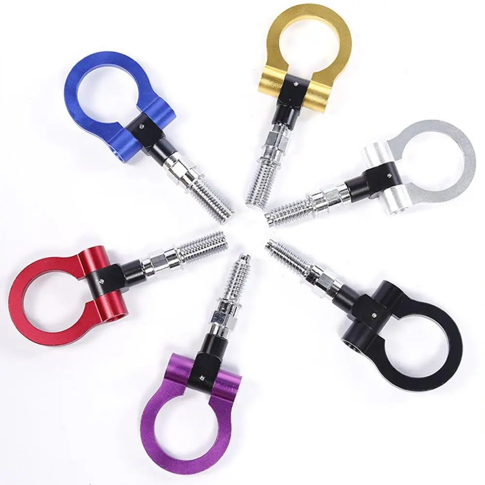 

Random Color Car Trailer Hook Rear Tow Towing Hook for Universal Car Auto Trailer Ring Aluminum Alloy Wiredrawing Anodizing