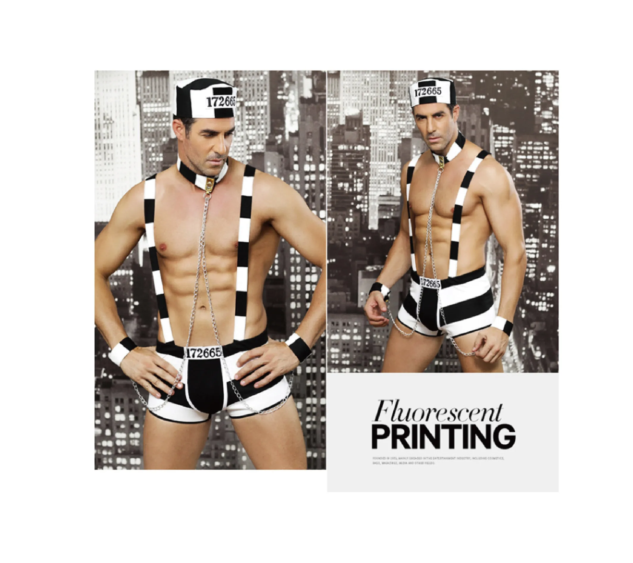 

Sexy Costumes Navy Sailor Uniform White Prisoner Hollow SM Men Band Role Play Underwear Bar Performance Clothing