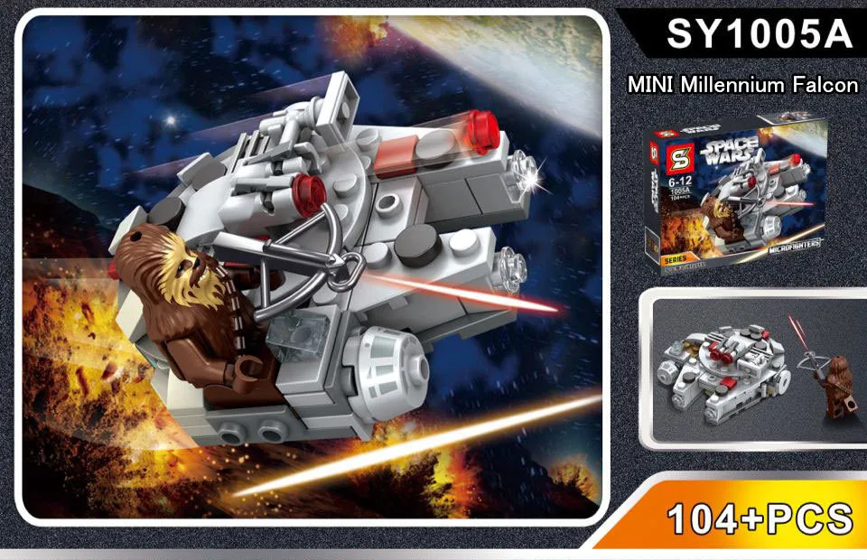 star mini TIE Fighter wars WING Falcon Millennium 75195 75196 75193 75194 compatible with lepining building blocks Bricks toys | Игрушки и