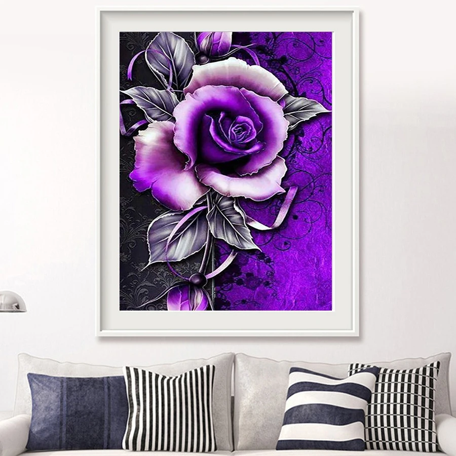 Фуюн 5D Diy алмазная живопись Полный Круглый дрель вышивка крестом цветы розы