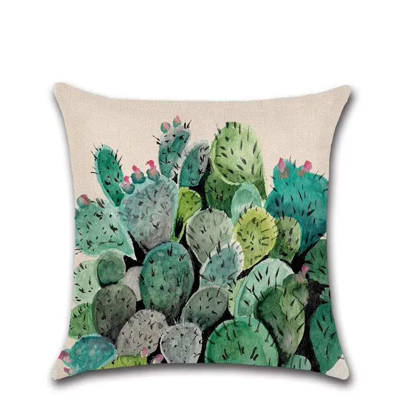 

Декоративный чехол для подушки с тропическими растениями, кактусами, хлопковый льняной квадратный чехол для подушки, экологически чистый м...