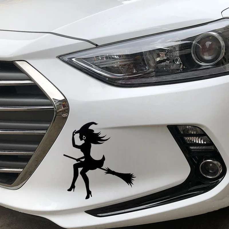 

15cm * 15.9cm Sexy Witch Horror Fashion Car Sticker PVC Waterproof Sunscreen Decal Decorative Black/silver