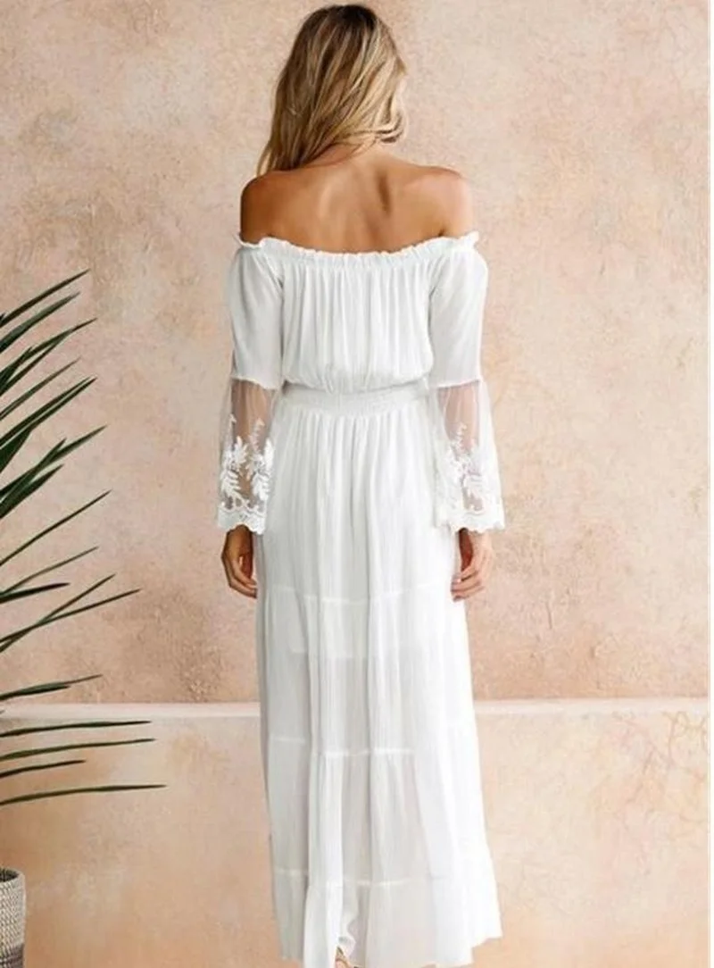 

Summer Fashion Half Sleeve Lace V-neck Sheath Hollow Out Sexy Long Party Dress for Women Vestidos De Mujer FZ154