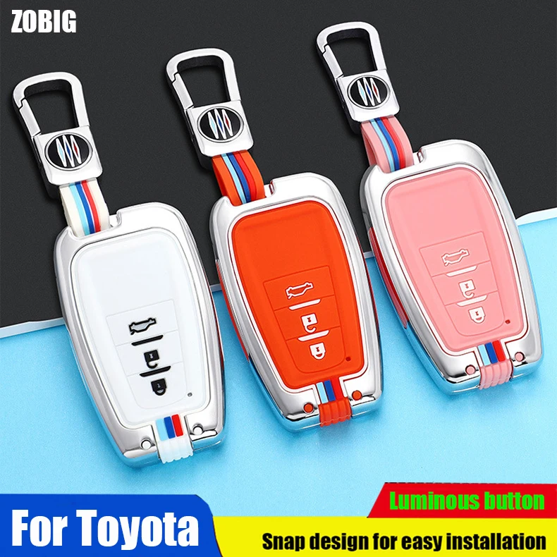 

ZOBIG for Toyota Key Fob Cover with Keychain Key Case Fit For 2018-2021 Camry RAV4 Highlander Avalon C-HR Prius Corolla GT86