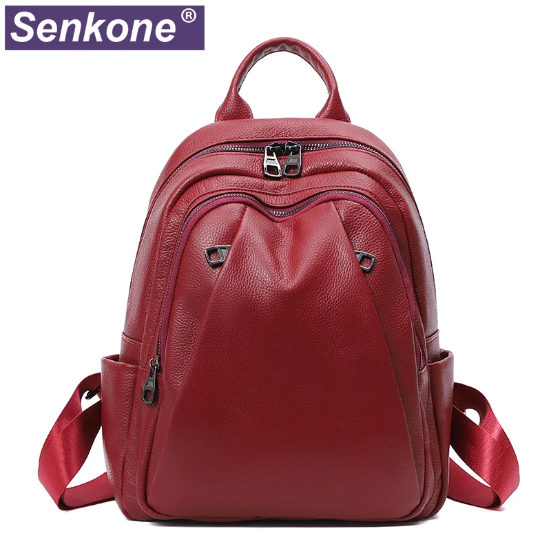 

Genuine Leather Women Backpack Outdoor Travel Bag Large Capactiy Girl's Schoolbag Daily Knapsack Mochila Feminina Sac A Dos
