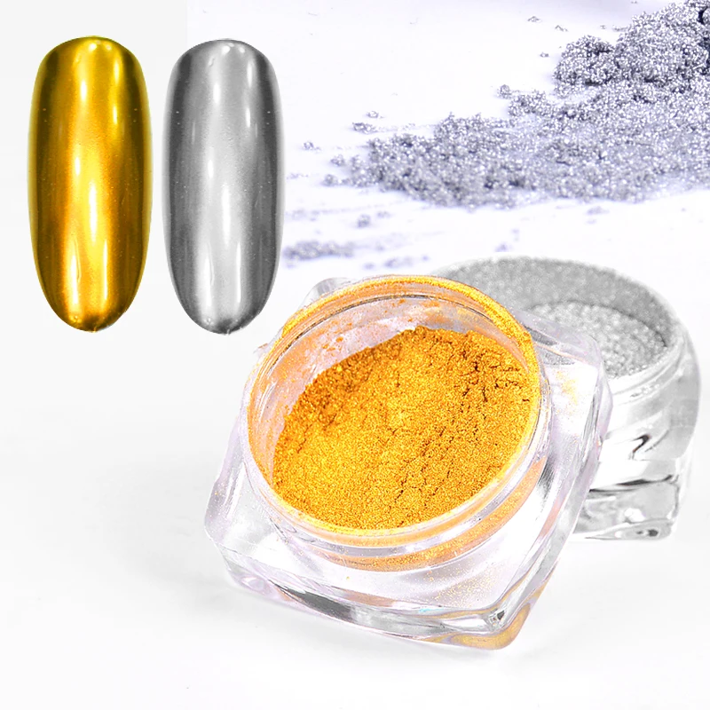 

Gold&Sliver Nail Glitter Aluminum Flakes Magic Mirror Effect Powders Sequins Nail Gel Polish Chrome Pigment Decorations