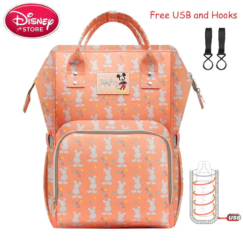 Сумка disney, рюкзак с Микки Маусом, USB, с подогревом, для мамы, ребенка, сумки для беременных, сумка для путешествий, для мам, сумка для подгузников, для ухода за ребенком - Цвет: Red