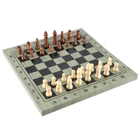 large size 34 34cm folding chess high quality wooden advanced printing to send spare chess pieces childrens day gift