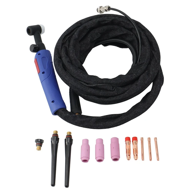 

WP17-FV TIG Torch GTAW Tungsten Arc Welding Torch Argon Air Cooled 10Feet Flexible Head Gas Valve TIG Welding Torch