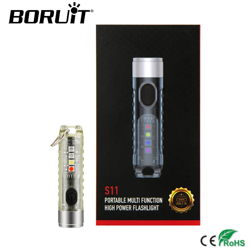 Новинка 2021 мощный светодиодный фонарик BORUiT S11 Тактический с брелоком переносной