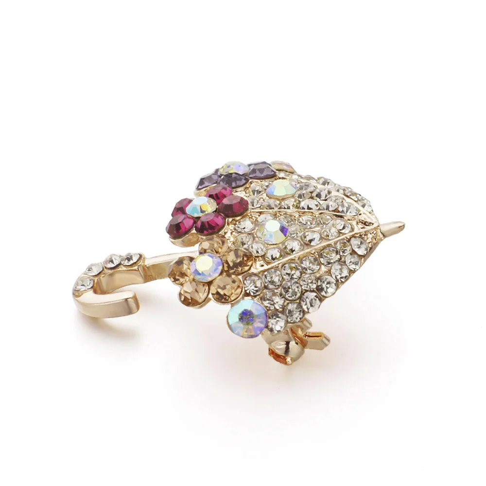 Модная Милая брошь с кристаллами и зонтиком Изящные аксессуары декоративная