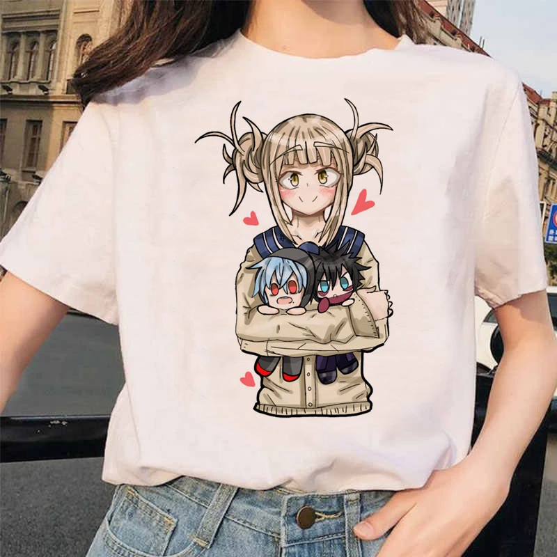 Японский аниме Ahegao футболка Женская Harajuku Boku No Hero Academy футболка Senpai смешная футболка Himiko Toga футболки женские - Цвет: 3073