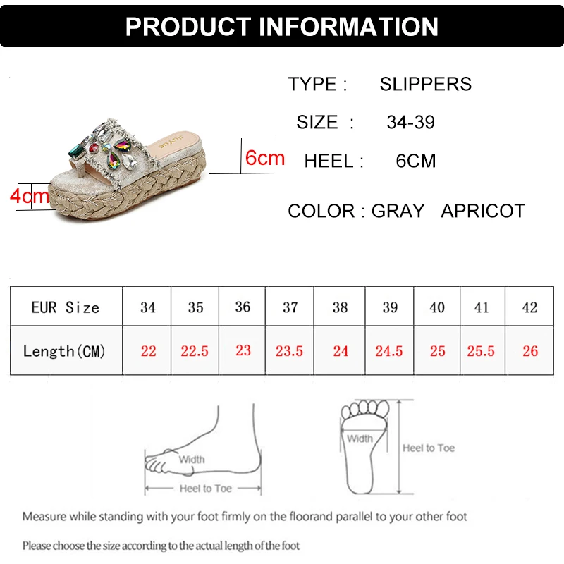

Rimocy Summer Crystal Platform Slippers for Women 2021 Fashion Thick Bottom Woven Beach Slides Woman Luxury Bohemian Flip Flops