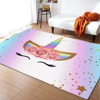 cartoon child unicorn 3d printed carpets for living room bedroom area rug soft flannel kids room play crawl floor mat customized
