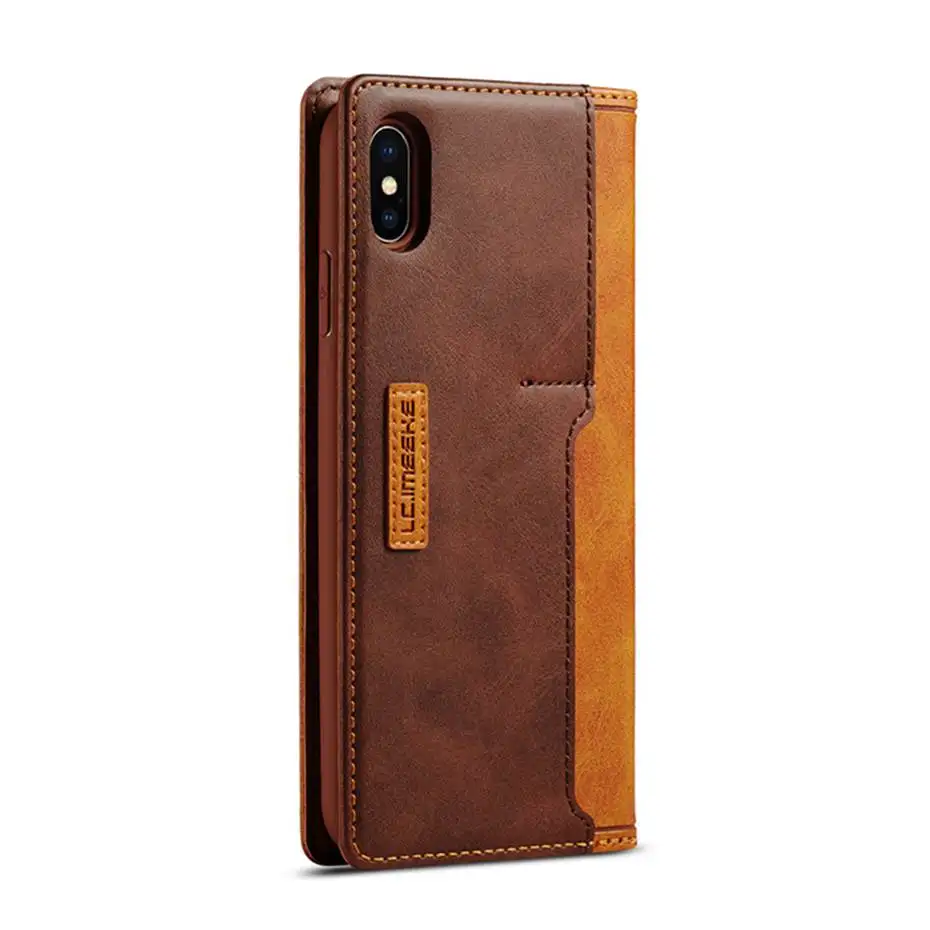 Роскошный кожаный флип-чехол смешанных цветов для IPhone X XS XR XS Max Phone Чехол для iPhone 6 6s 7 8 Plus, чехол-кошелек