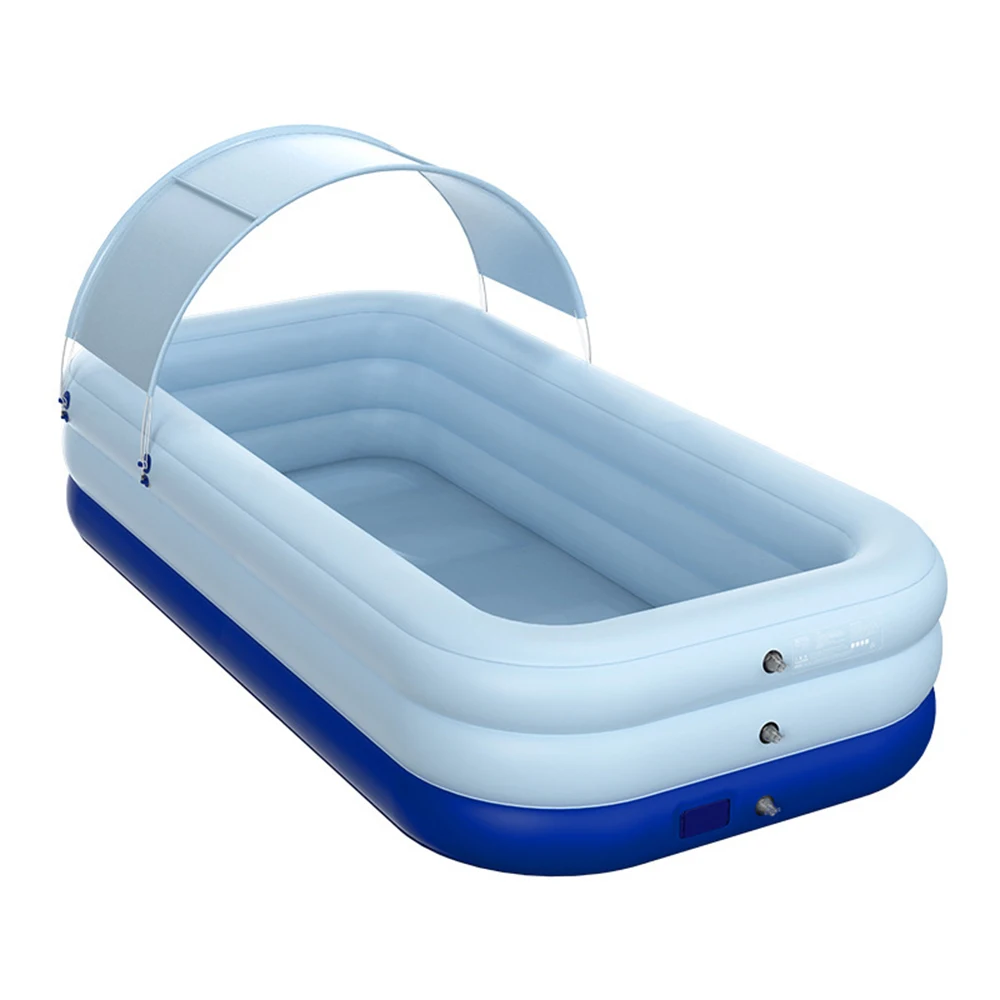 

Auto Inflation Swimming Pool Sun Resistant Inflatable Pool Float Raft Removable Canopy for Outdoor Backyard Water Party