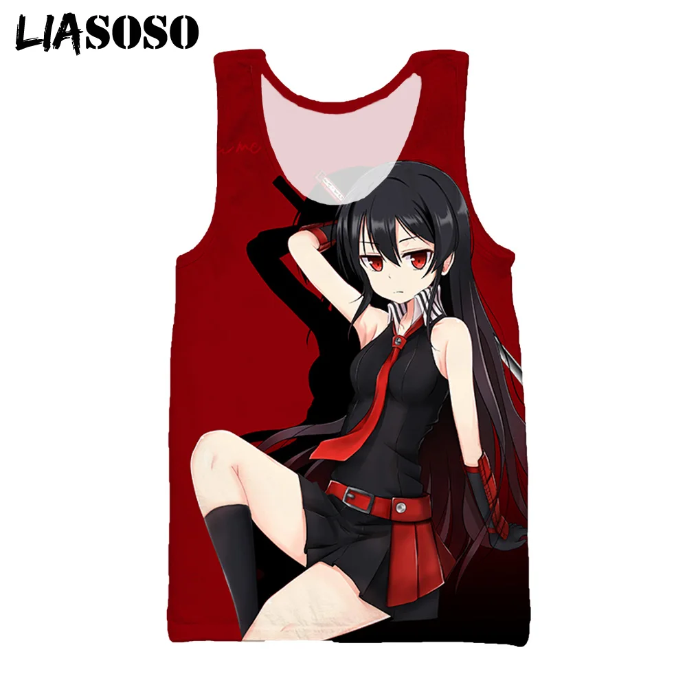 

LIASOSO Japanese Anime Akame Ga Kill Tank Tops Men Women Harajuku Streetwear Summer Sleeveless Vest 2021 Summer Cartoon Tops