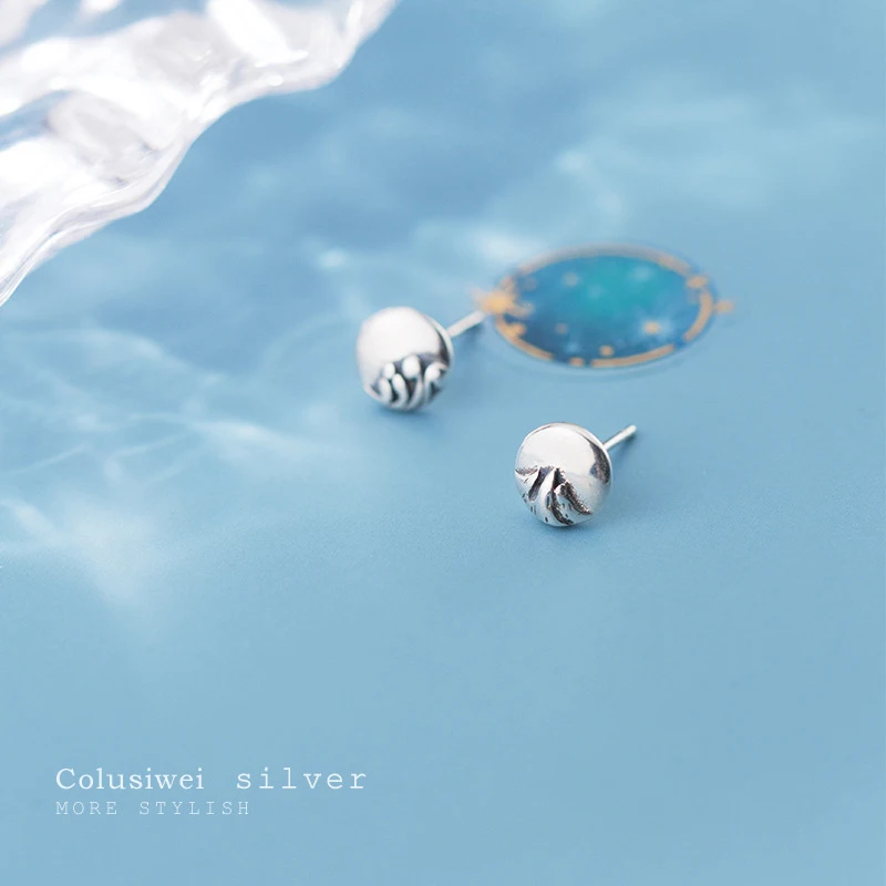 COLUSIWEI Аутентичные 925 стерлингового серебра горы и море серьги гвоздики в виде