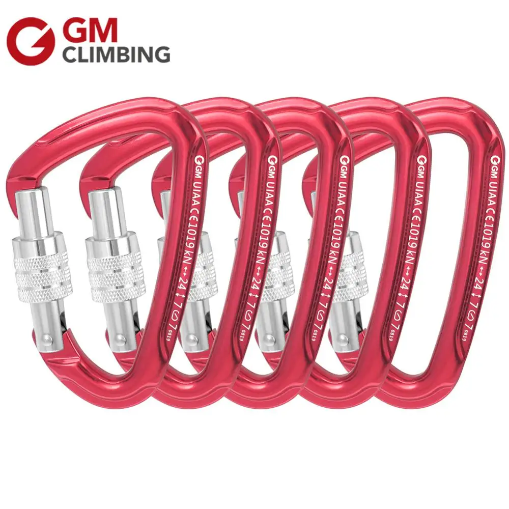 GM CLIMBING 24kN D shape ультра светильник с закручивающимся карабином CE UIAA
