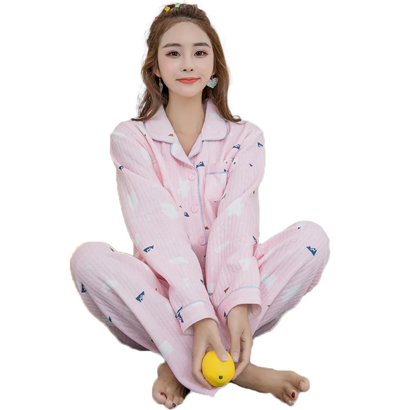 

Unable to ball the winter mezzanine moon suit three layers of cotton air layer pregnant women's pajamas invisible lactation suit
