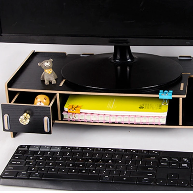 Деревянная подставка для монитора компьютерный стол органайзер с клавиатурой