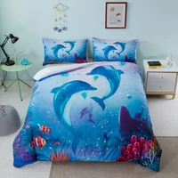 three piece bedding marine dolphin kids print set blanket cover pillowcase bedding set duvet cover for home couple