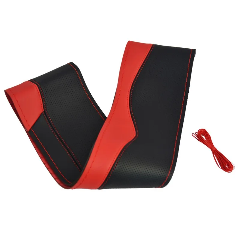 

38cm Universal Hand Sewn Steering Wheel Cover Leather Braid Handle Cover Car Interior Accessories