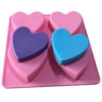 4 cavity handmade silicone soap mold heart 3d craft soap making for candle